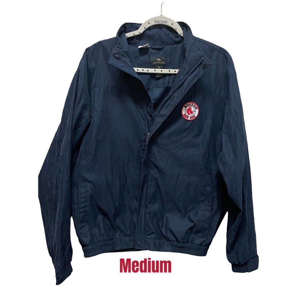 MLB Boston Red Sox Jacket Medium Blue w/ Patch Microfiber Full Zip Men's